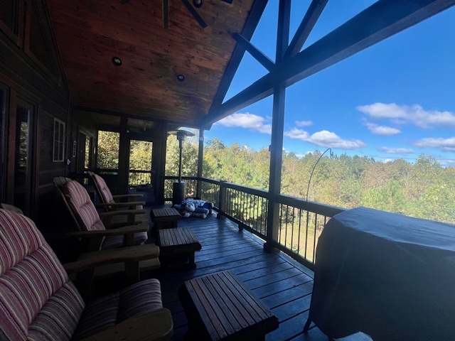 Covered deck with views