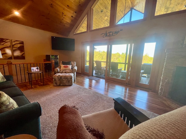 Great room with wall of windows